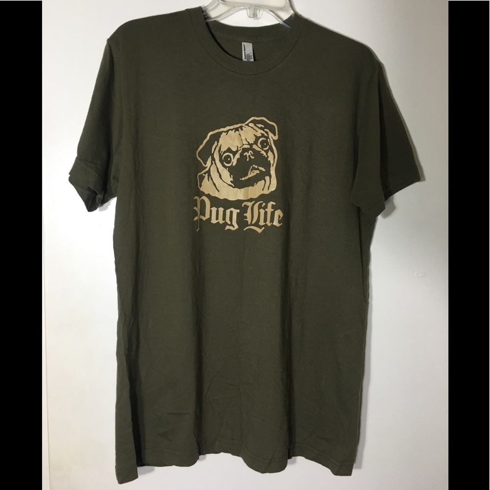 American Apparel Mens Large Green Pug Life T-shirt